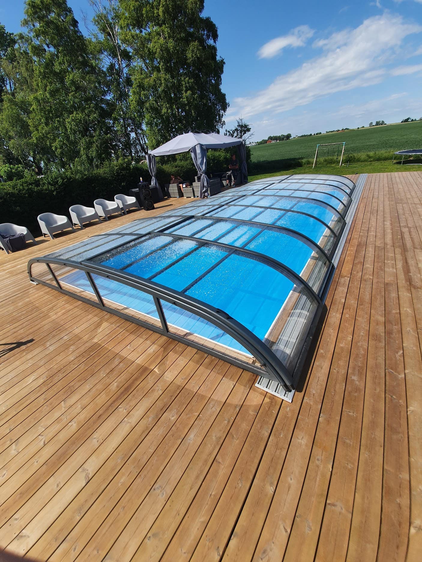 Pooloverdækning NIVO KIT 1060B 4×10 (klart glas, sidedør)