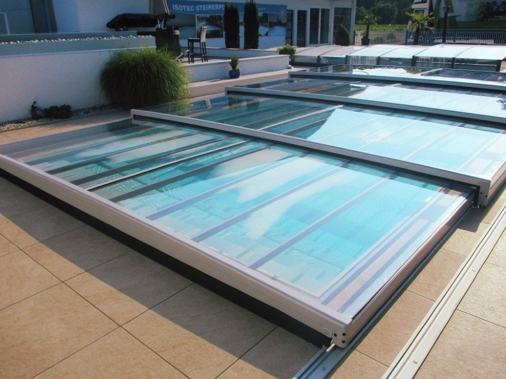 Pooltag Master PLUS 4×8 enkelt skinne, 6 mm klar plast