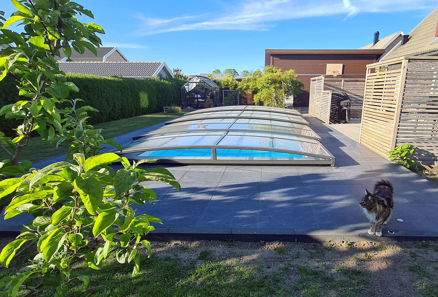 Pooloverdækning Sydney 3,5×3,5 (Enkelt skinne, Antracit)