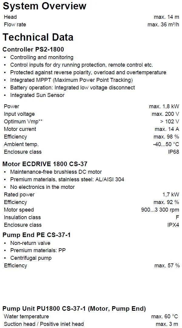 Lorentz solcellepumpepakke PS2-1800 CS-37-1