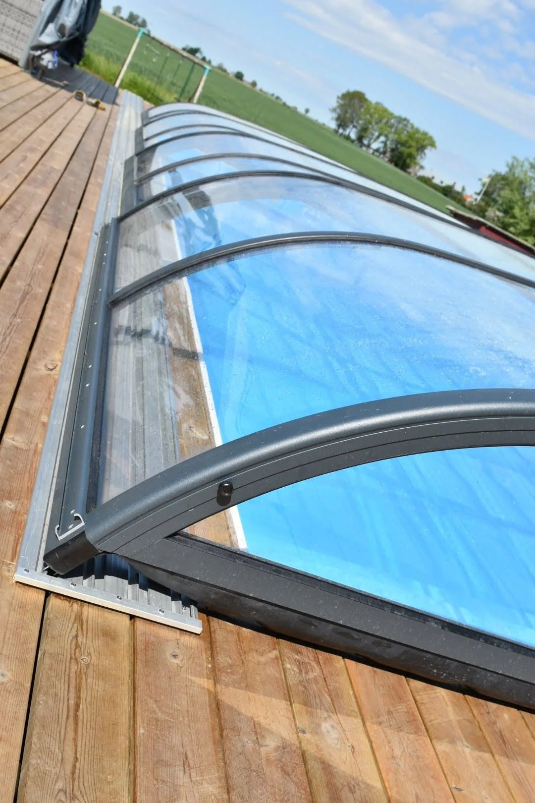 Pooloverdækning NIVO KIT 750B 3,5×7 (klart glas, sidedør)